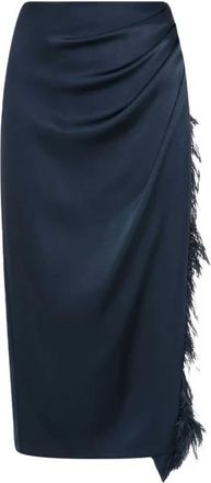 Marella Sottile Midi Rok - Dames - Rokken - Blauw - Maat: S Satijn