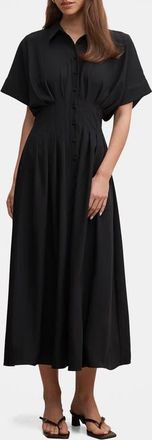 Ever New Luciana Darted Midi Shirtdress in Black at Nordstrom, Size 12