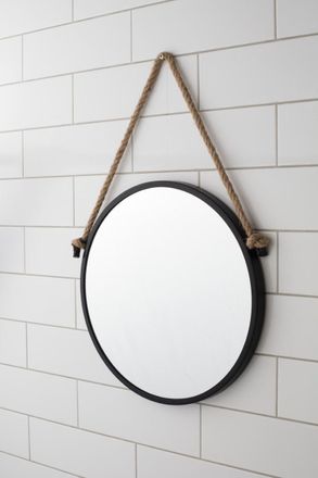 Puma Naturel - Espejo De Pared Redondo Con Marco De Metal 40x40 Cm, Negro (zlan40c)