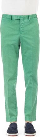 Pantaloni Torino Chinos, male, Green, Size: M Pantalone in twill stretch di cotone-lino effetto marmorizzato