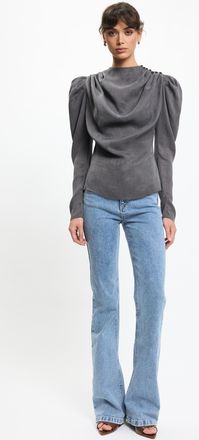 Benu Grijze blouse met knopen