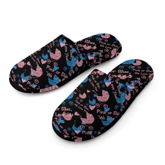 Generic Gender Reveal We Love You Mens Cozy Memory Foam Slippers Warm Cotton House Shoes Comfy Slipper for Indoor Outdoor