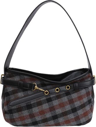 Generic Womens Shoulder Bag, Retro Plaid Mini Bucket Bag Clutch with Zipper Closure