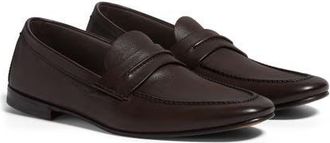 Ermenegildo Zegna Black Natural Grain Leather Driving Loafer in Dark Brown at Nordstrom, Size 10.5Us