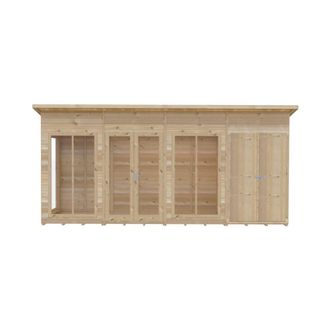 Shires Lela 16x4 Summerhouse including Storage - L125.8 x W476 x H229.9 cm in Light Brown