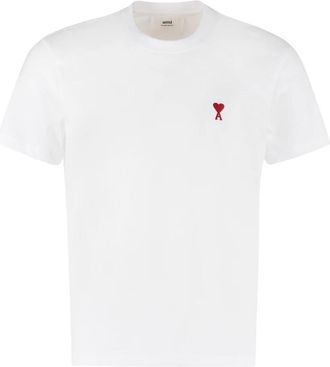 Ami Hart Logo Katoenen T-shirt - Dames - T-shirts - Wit - XS - Katoen - Tops