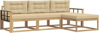 vidaXL Conjunto De Sof&aacute;s De Exterior 4 Uds. Y Beige Poli&eacute;ster Vidaxl