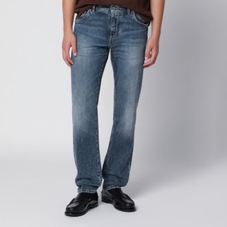 Dolce & Gabbana Jeans slim in denim blu effetto slavato