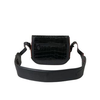Balenciaga Black Exotic Leather Shoulder Crossbody Camera Bag Crocodile
