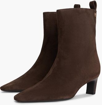 Tommy Hilfiger Womens Suede Kitten-Heel Ankle Boot - Fondant Brown - US 6.5 / EU 37