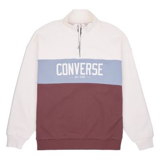 Converse Sweatshirt CONVERSE WOMENS CONVERSE HALF-ZIP COLORBLOCKED PULLOVER, Damen, Gr. XXL, trail mixed, Obermaterial: 100% Baumwolle, unifarben mit Farbeins&auml;