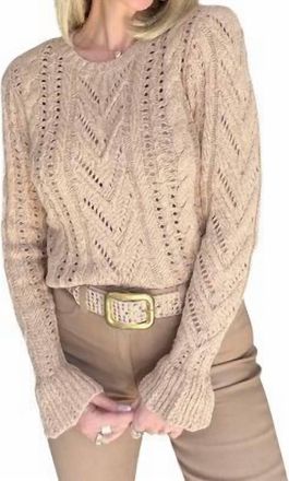 L'agence Mio Cable Crop Pullover Top In Soft Camel