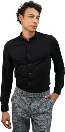 Lords of Harlech Sawyer Knit Button-Up Shirt in Black at Nordstrom, Size Xx-Large