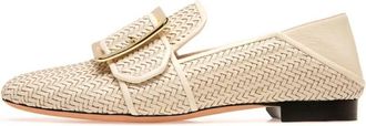 Bally Janelle Interlaced Leather Loafers, Brand Size 35 ( US Size 4.5 )