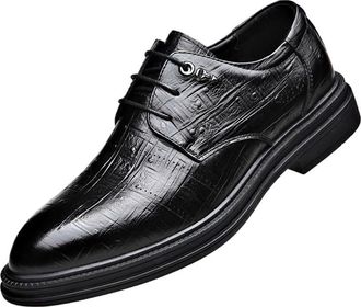 Generic Mens Full Grain Leather Dress Shoes Business Formal Oxfords British Style Classic Daily Work Shoes Professional Office Wear for Men(Black,8.5)