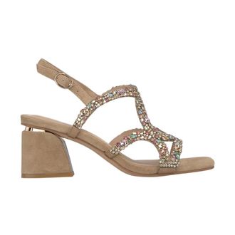 Alma En Pena Rhinestone Sandal With Thin Straps - female - ALMA EN PENA - High Heel Sandals - Beige - 9 UK - Shoes