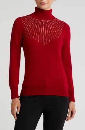 Sofiacashmere Turtleneck Starburst Cashmere Sweater in Dark Red at Nordstrom Rack, Size X-Large