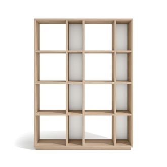 HERDASA Estanter&iacute;a modulable 16 huecos acabado nogal claro y blanco