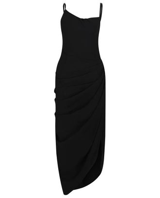 Jacquemus Langes drapiertes asymmetrisches Kleid La robe Saudade longue, Frau, Schwarz, 38