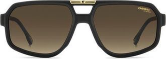 Carrera Victory 59mm Gradient Navigator Sunglasses in Matte Black/Brown/Green at Nordstrom