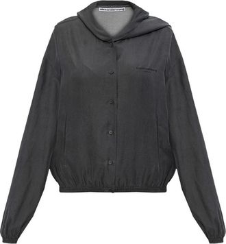 Alexander Wang Drapey Hoodie W/ Front Placket