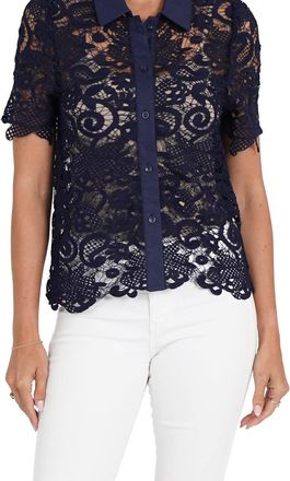 Love Token Amy Lace Top In Navy