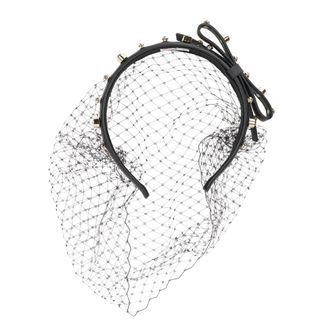 Red Valentino Hair Accessories, female, Black, Size: ONE SIZE Studded Mesh Headband