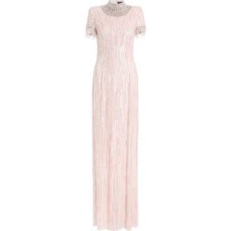 Jenny Packham Madeleine Beaded Maxi Dress in Fox Coral at Nordstrom, Size 18 Uk