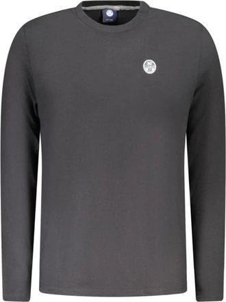 North Sails Katoenen T-shirt met ronde hals - Heren - Longsleeves - Zwart - 2XL - Katoen - Tops