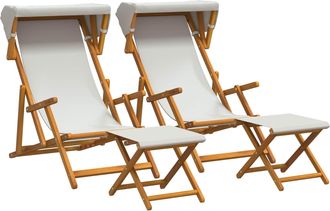 vidaXL Silla De Terraza 4 Pcs 3 Posici&oacute;n Madera De Eucalipto Maciza Vidaxl