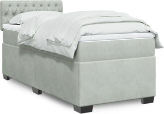 vidaXL Cama Box Spring Con Colch&oacute;n Terciopelo Gris Claro 90x190 Cm Vidaxl