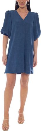 Tash + Sophie Placket Puff Sleeve Chambray Dress