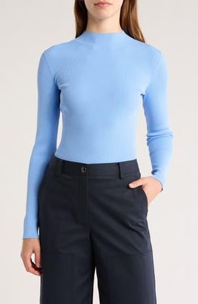 Theory Leenda Mock Neck Ribbed Sweater in Blue at Nordstrom Rack, Size Petite