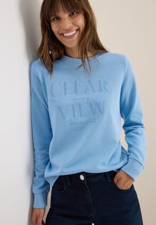 Cecil Sweatshirt CECIL, Damen, Gr. M (40), sporty light blau, Sweatware, Obermaterial: 100% Baumwolle, bestickt, unifarben, l&auml;ssig geschnitten h&uuml;ftbedeckend