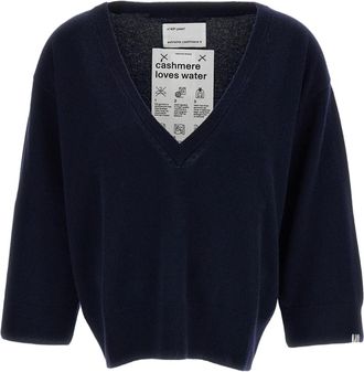 Extreme Cashmere Dark Blue Pearl Cashmere V-Neck Sweater