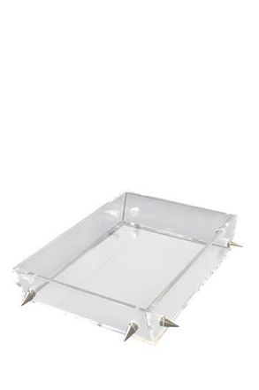 R16 Home Lucite Small Silver Stud Tray in Clear/silver at Nordstrom Rack