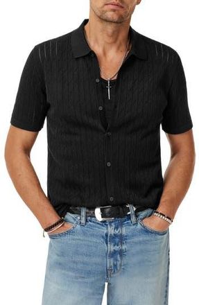 John Varvatos Moore Short Sleeve Organic Cotton Sweater in Black at Nordstrom Rack, Size Xx-Large