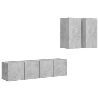 Berkfield Home 4 Piece TV Cabinet Set Concrete Grey Engineered Wood