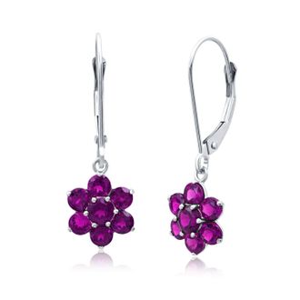 MAX + STONE Solid 14K Yellow or White Gold Gemstone Flower Shape Dangle Earrings