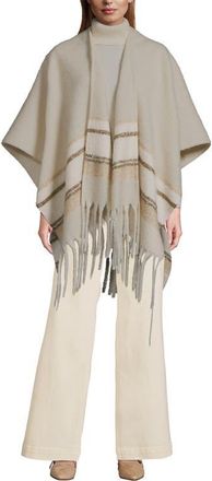 Lands End Brushed Boucle Ruana in Oatmeal/ivory Placed Stripe at Nordstrom