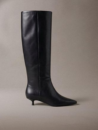 Calvin Klein Botas Altas De Piel Con Tac&oacute;n Kitten