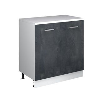 Vicco Armario De Cocina Para Techo Inclinado R-line, Hormig&oacute;n Negro, 80 Cm Sin Inclinaci&oacute;n Con 2 Puertas, Vicco