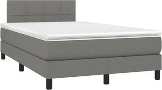 vidaXL Vidaxl - Cama Box Spring Con Colch&oacute;n Y Led Tela Marr&oacute;n Oscuro 120x190 Cm