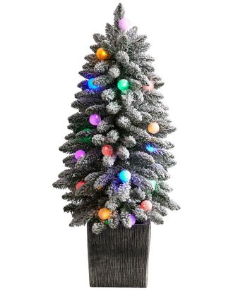 Nearly Natural 3Ft Flocked Highland Fir Artificial Christmas Tree