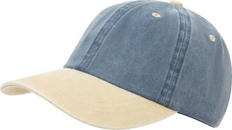 Man's World Baseball Cap MANS WORLD, Herren, jeanblau, beige, Web, Baumwolle, kontrastfarbene Details, used, Caps Baseball Cap, mit verstellbarem Riem im trendige