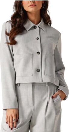 Moss Copenhagen Jassen, Dames, Grijs, L, Grijze Damesblazer Stijlvol