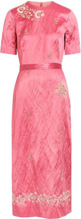 Erdem Embellished Satin Midi Dress - Pink - 10 (UK10 / S)