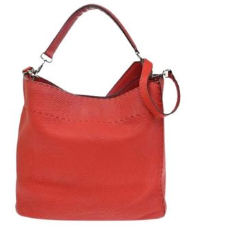 Fendi Pre-owned Handbags, female, Red, Size: ONE SIZE Pre-owned Selleria Anna Bucket Bag