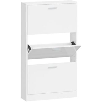 vidaXL Vidaxl - Shoe Cabinet High Gloss White 59x17x108 cm Engineered Wood