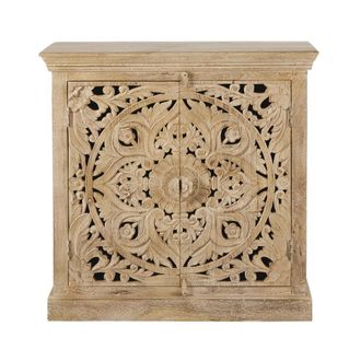 Maisons du monde Aparador con 2 puertas de mango macizo tallado 90 cm